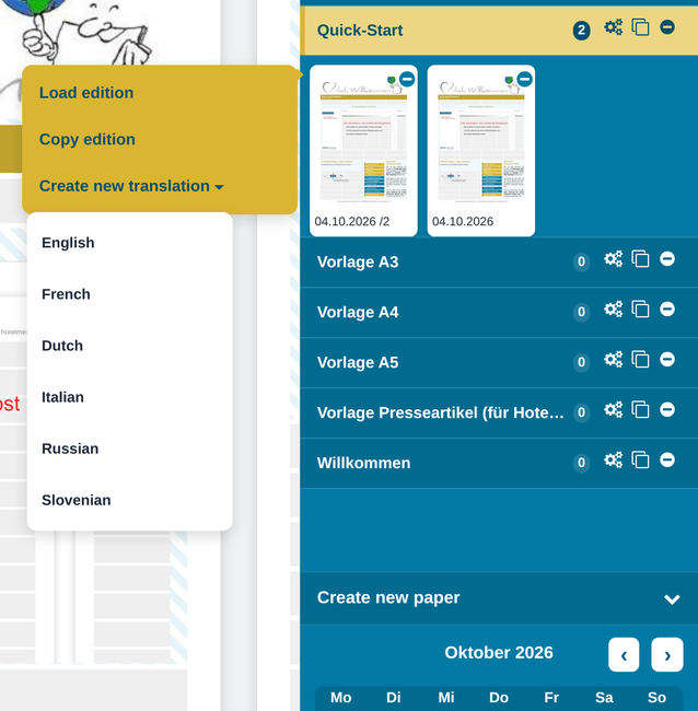 Create a new translation of a saved edition