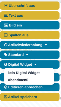Digital Widget im Artikelmenü zuweisen