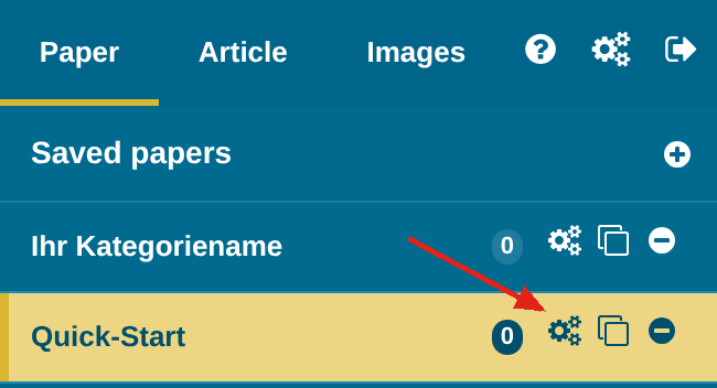 Open the edition category settings with the gear icon