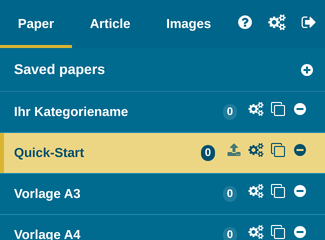 Edition category with the E-Paper enabled (upload icon)