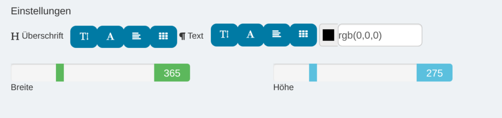 Digital Widget: Breite und Höhe