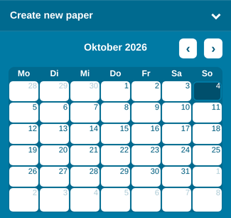 The Create new paper calendar