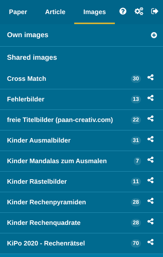 Images section: Shared images
